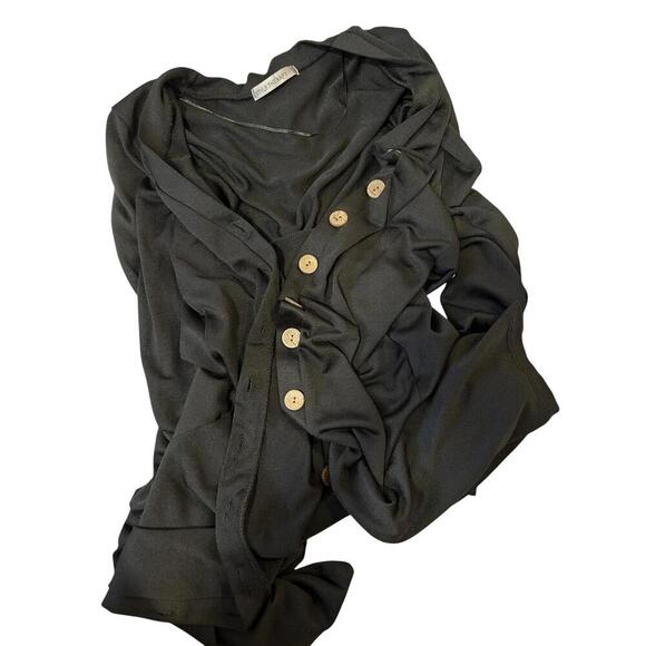 Chic Black Button-Up Midi Dress/cardigan - Picture 4 of 5